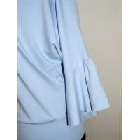 Bluzeczka typu kimono z marszczonym rękawem - błękitna